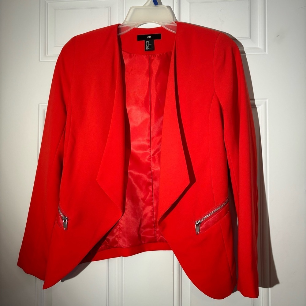 ❤️2/$15 or 3/$21❤️ H&M Orange/Red Lightweight Open Jacket, Size 4